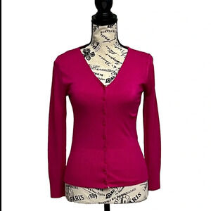 S-fashion Fushia Button Up Cardigan Barbie Slim Academia Preppy Costal XS Ballet